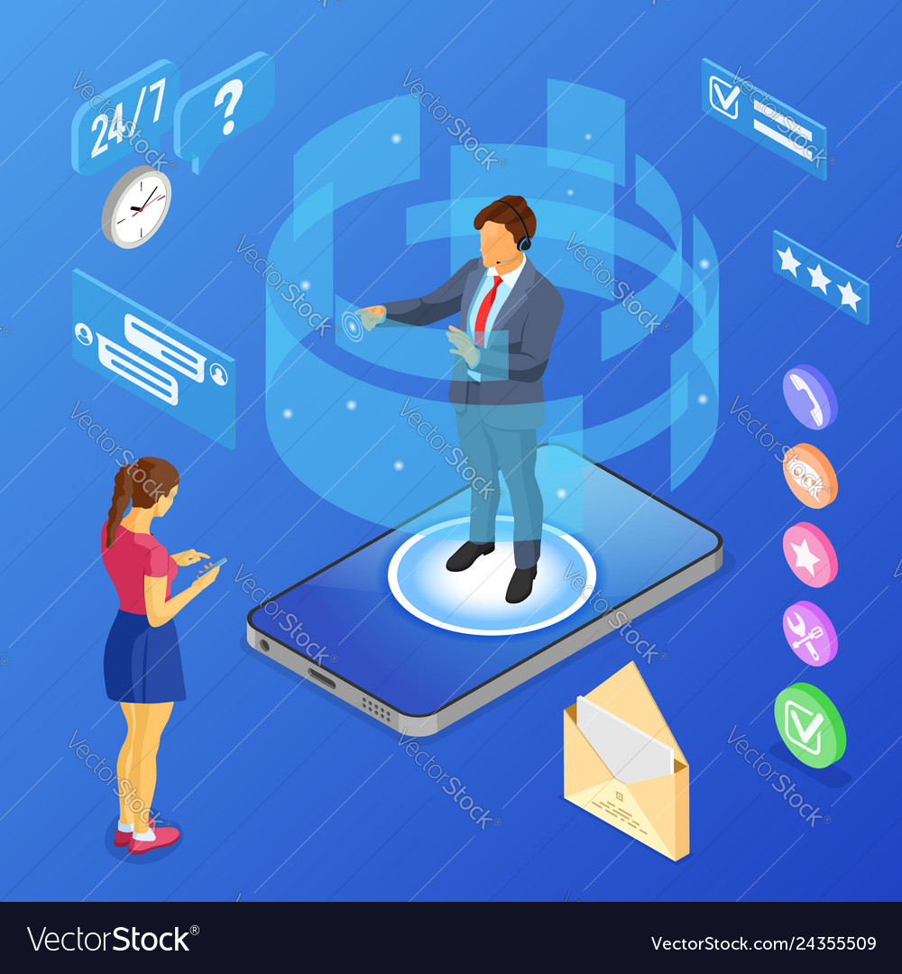 Isometric Online Customer Support Royalty Free Vector Image