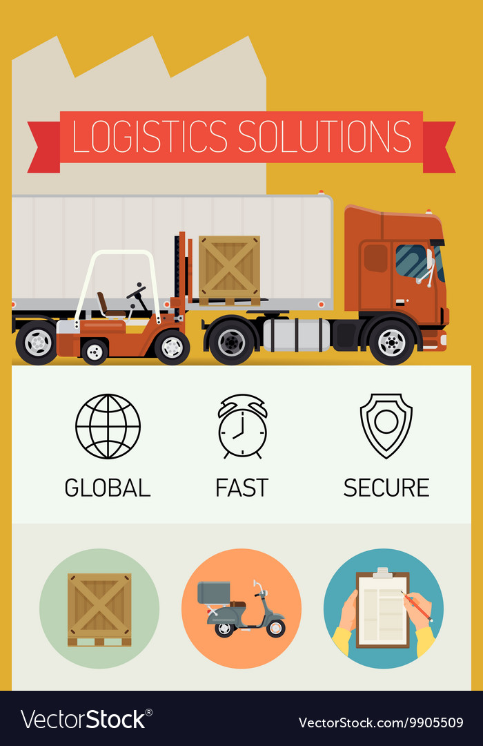 Logistic solutions poster icons Royalty Free Vector Image