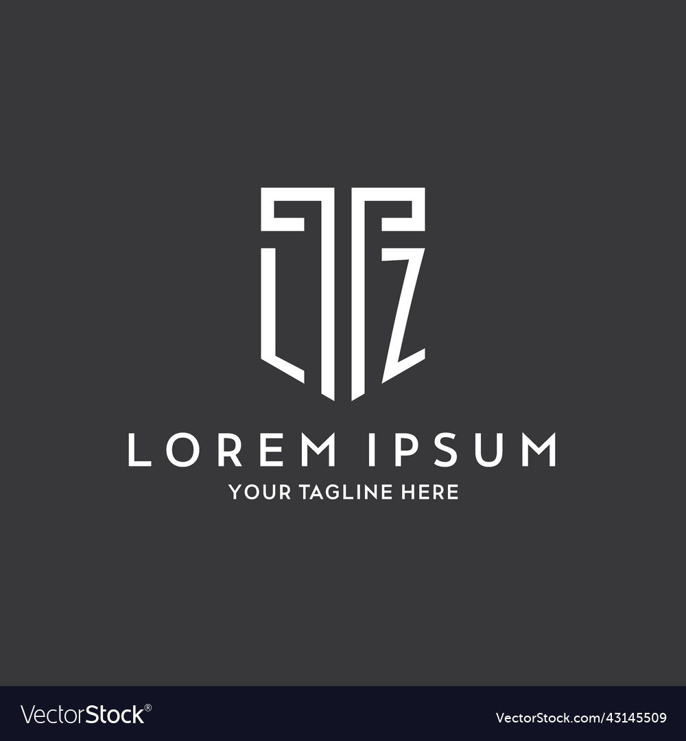 Lz monogram initial name with shield shape icon
