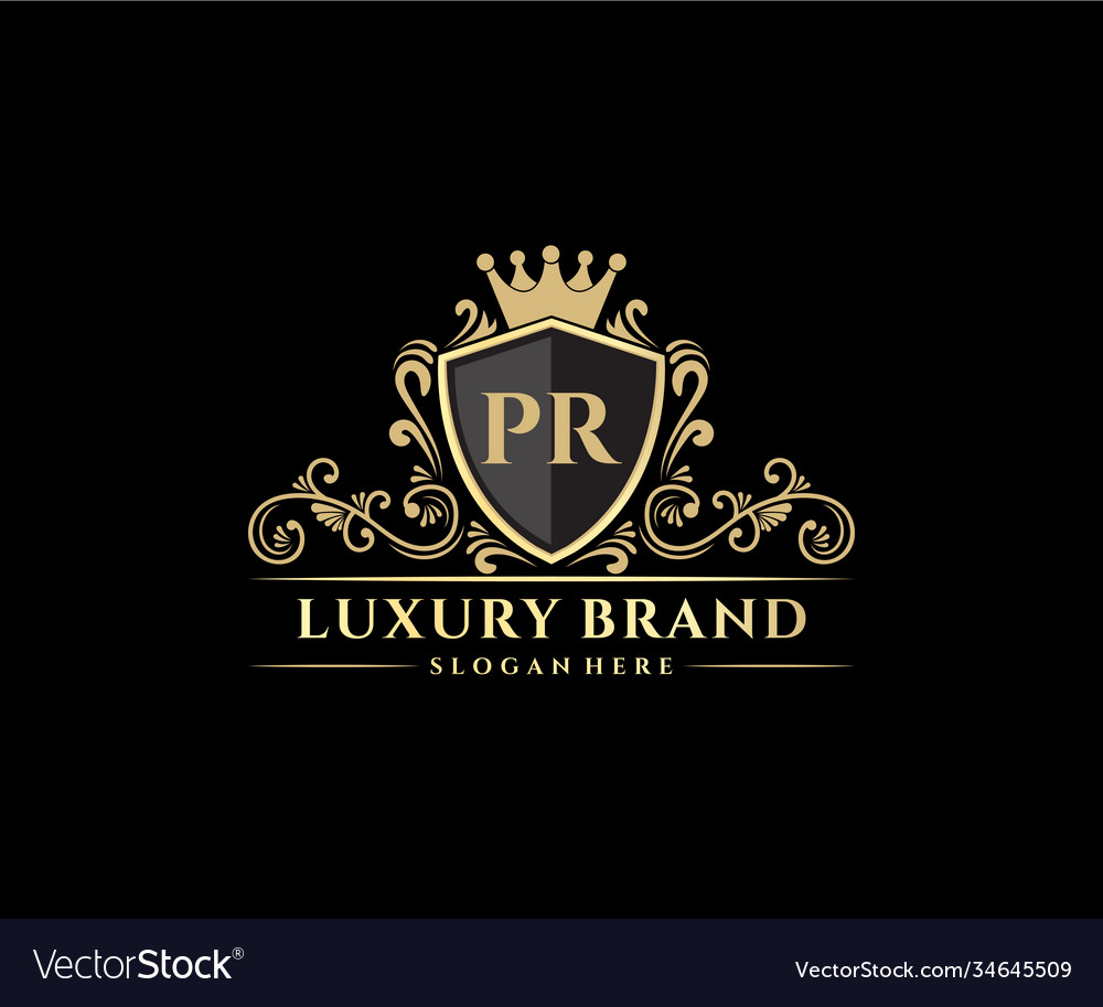 Pr initial letter gold calligraphic feminine