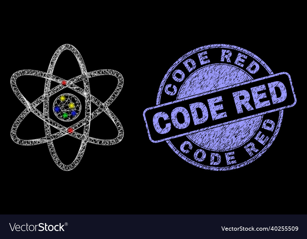 Rubber code red seal and light net atom model vector image Rubber code red seal and light net atom model
