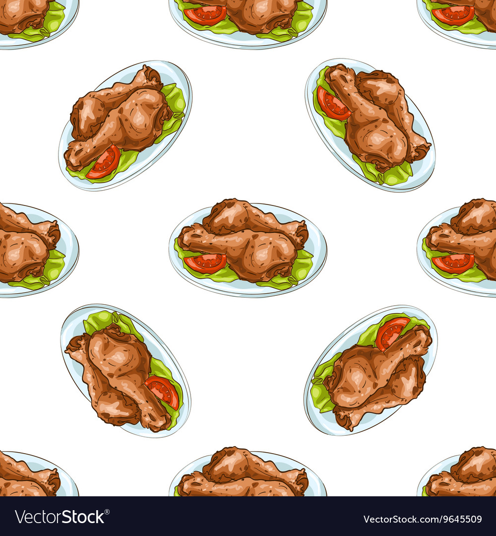 Seamless pattern chicken legs scetch Royalty Free Vector