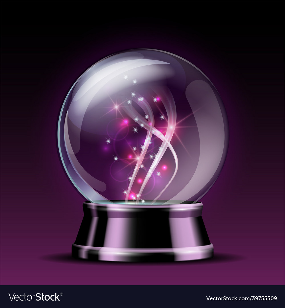 Shining crystal ball on a dark background bright Vector Image