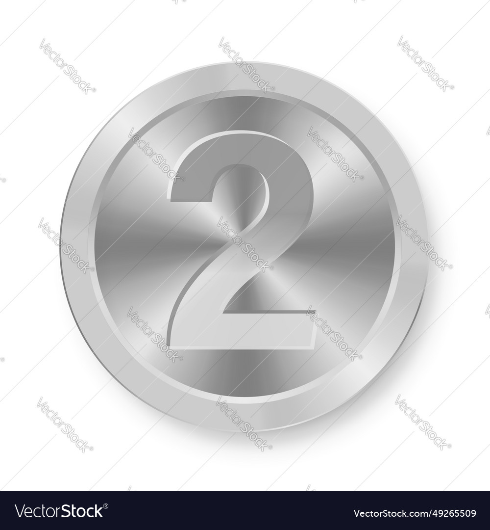 Silver coin with number two concept of internet