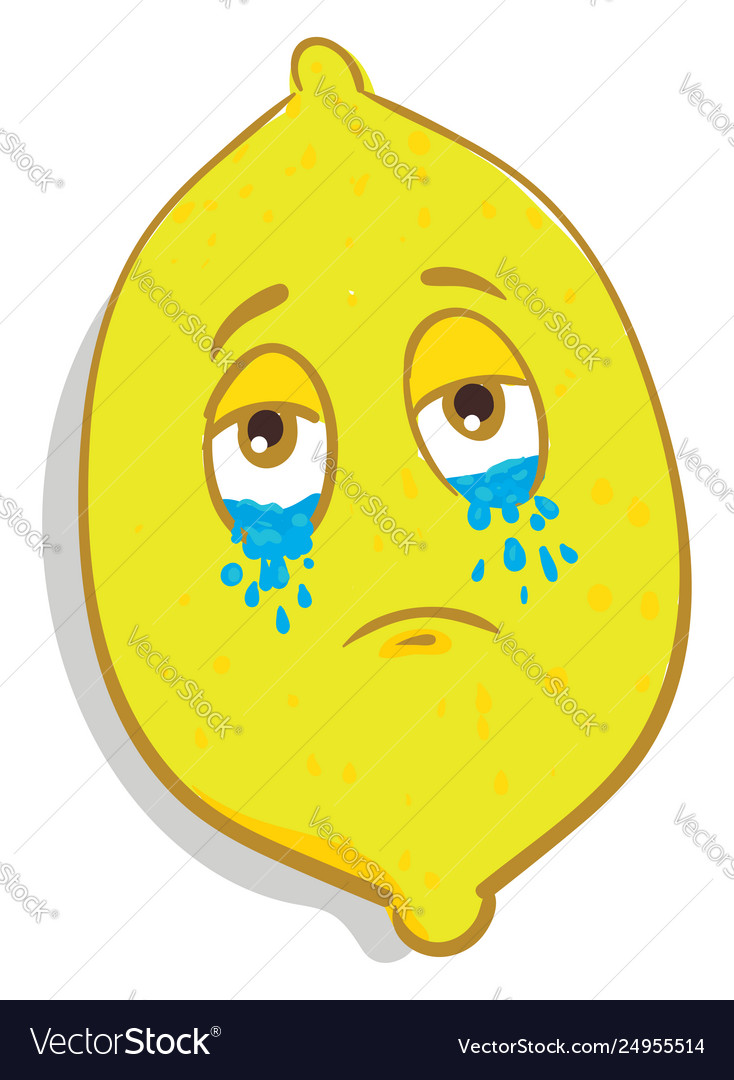 A sad crying lemon or color Royalty Free Vector Image