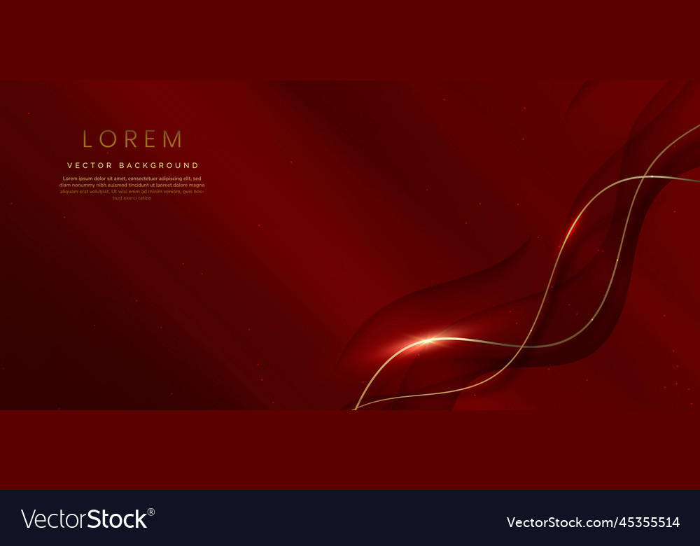 Abstract elegant red background with golden line vector image Abstract elegant red background with golden line
