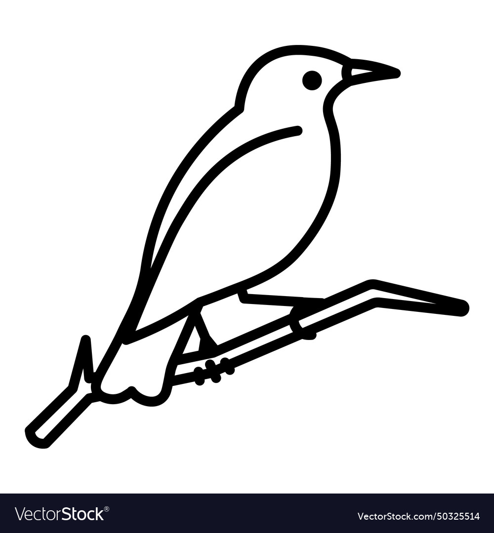 Bird on branch flat icon isolated white