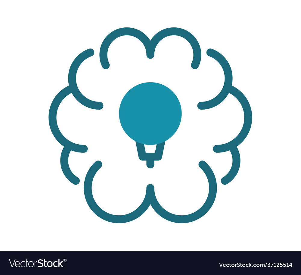 Brain idea bulb single isolated icon with solid vector image Brain idea bulb single isolated icon with solid