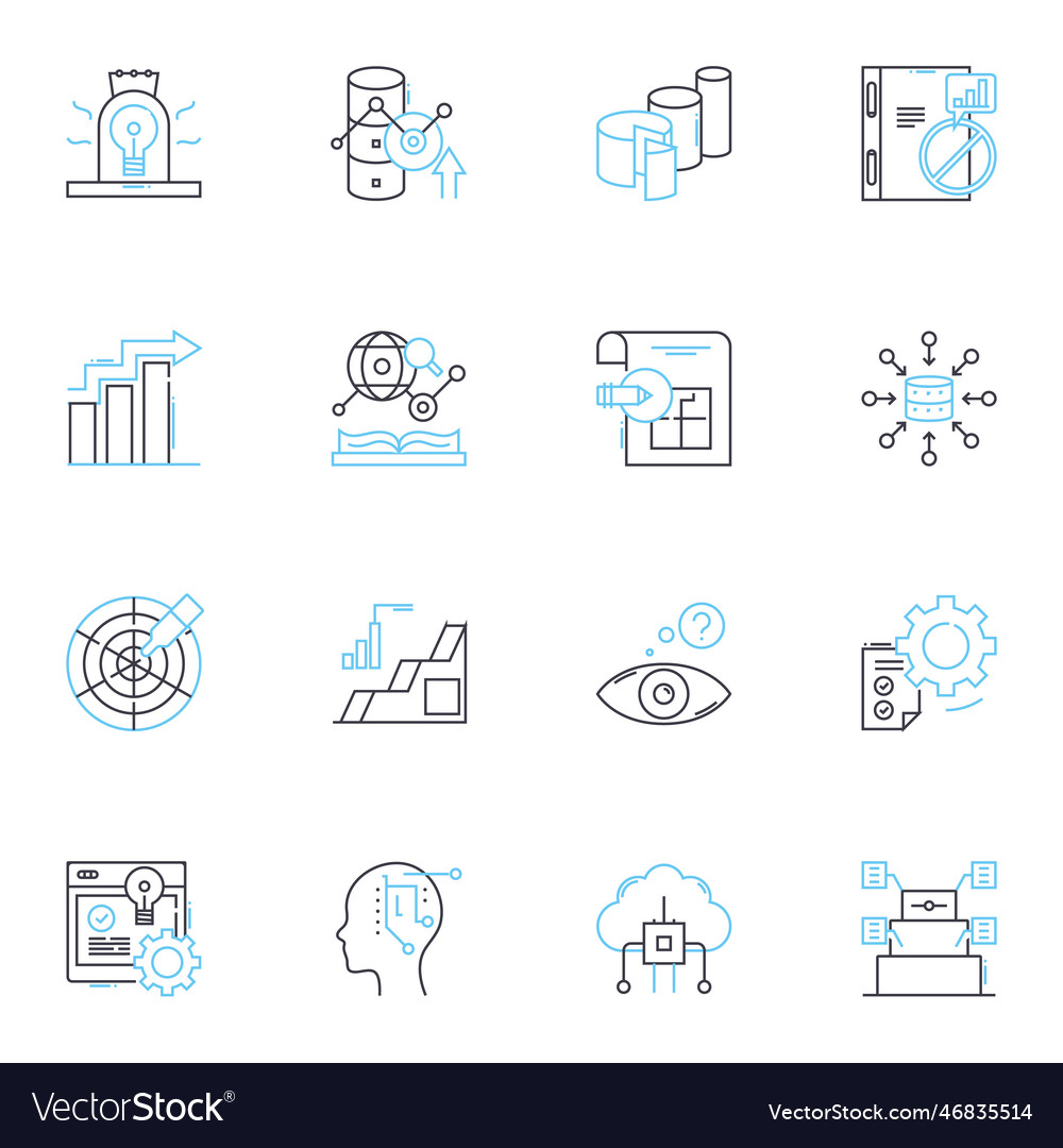 Data analysis linear icons set insights metrics vector image Data analysis linear icons set insights metrics