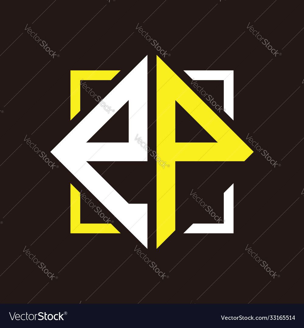 E p initials quadrangle monogram with square