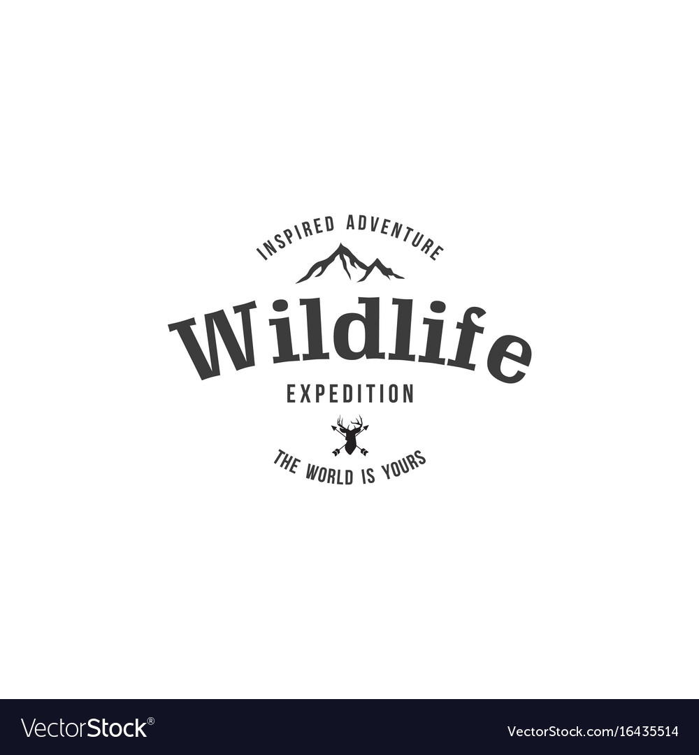 Forest mountain adventure black and white badge Vector Image