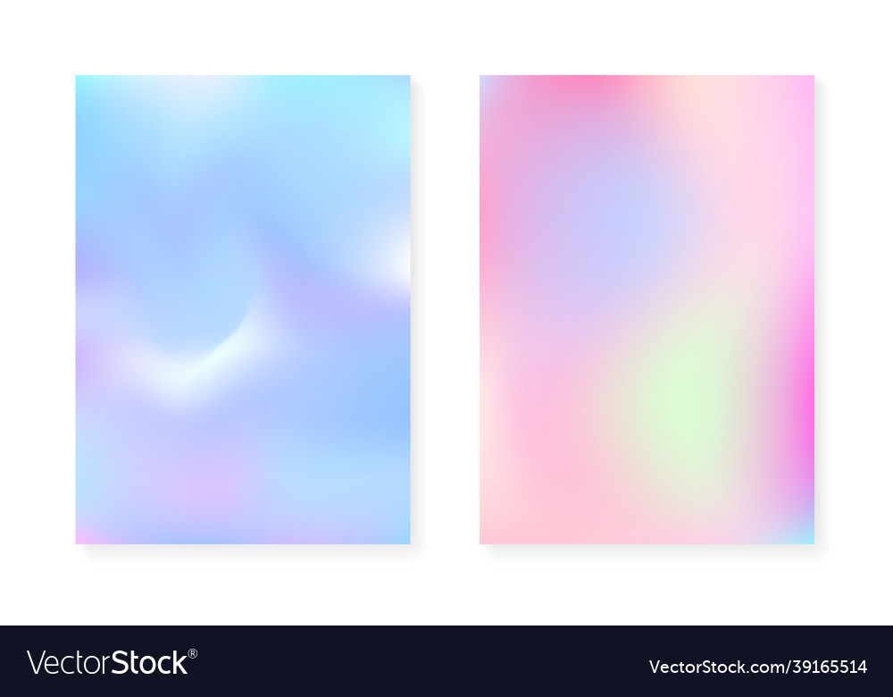 Holographic gradient background set with hologram vector image Holographic gradient background set with hologram