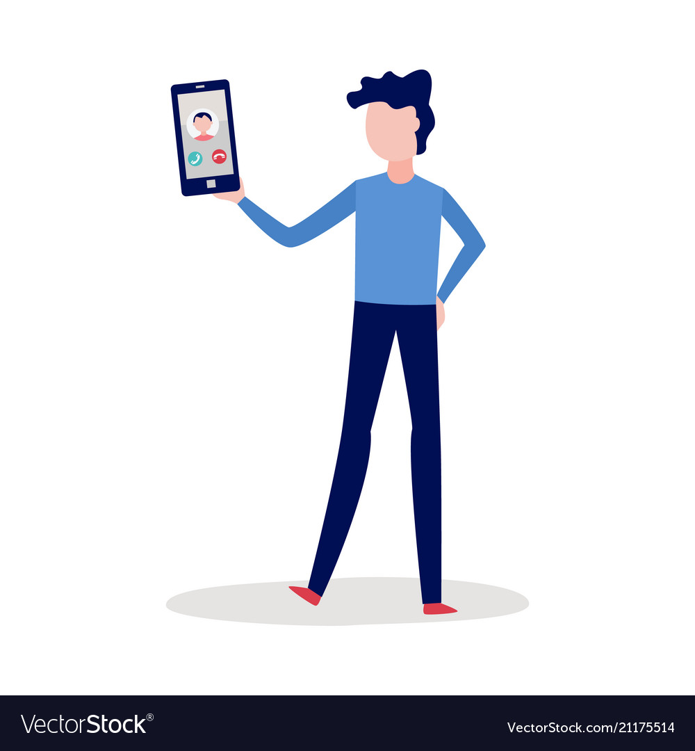 Man calling with video vector image Man calling with video