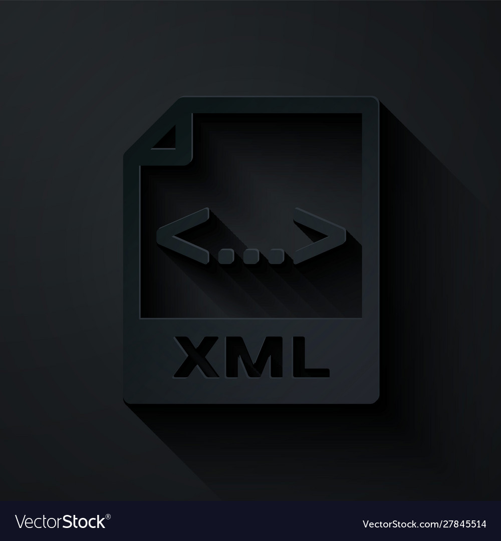 Paper cut xml file document download button vector image Paper cut xml file document download button