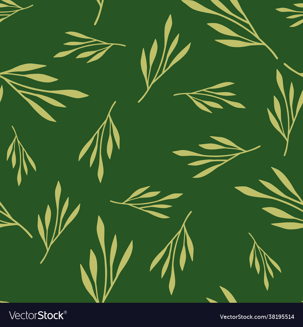 Random yellow leaf branches seamless doodle