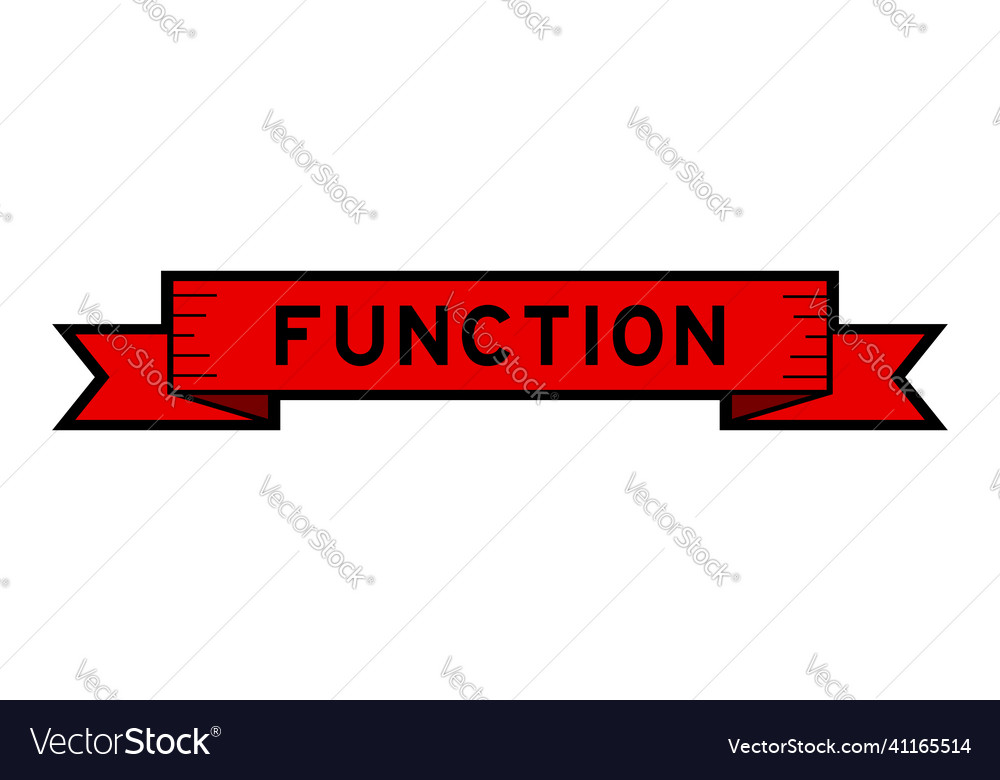 Ribbon label banner with word function in red vector image Ribbon label banner with word function in red