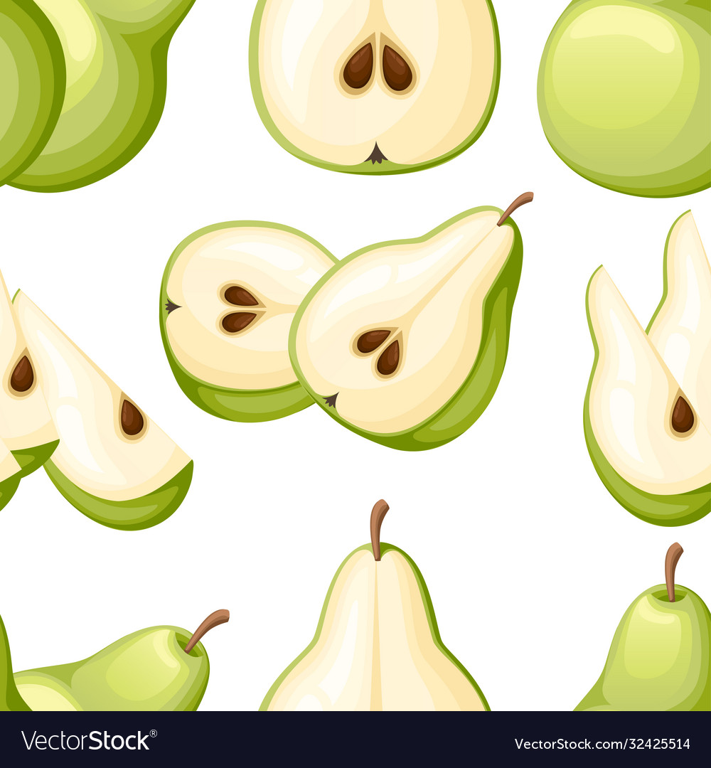Seamless pattern pear and slices pears vector image Seamless pattern pear and slices pears