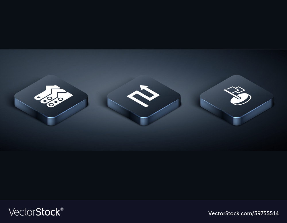 Set isometric graph chart diagram flag vector image Set isometric graph chart diagram flag