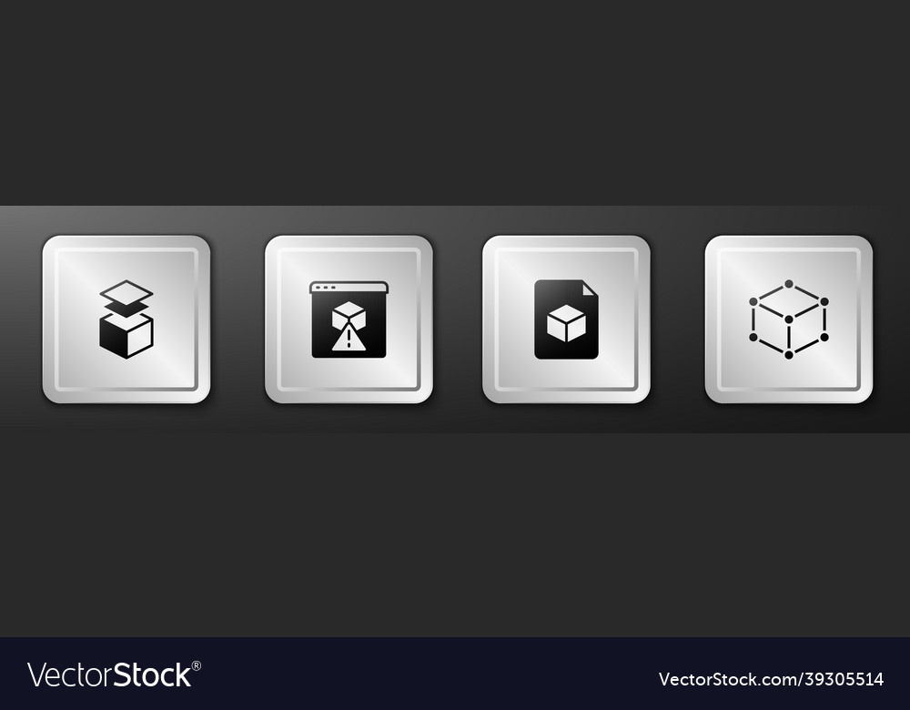 Set layers 3d printer isometric cube file vector image Set layers 3d printer isometric cube file