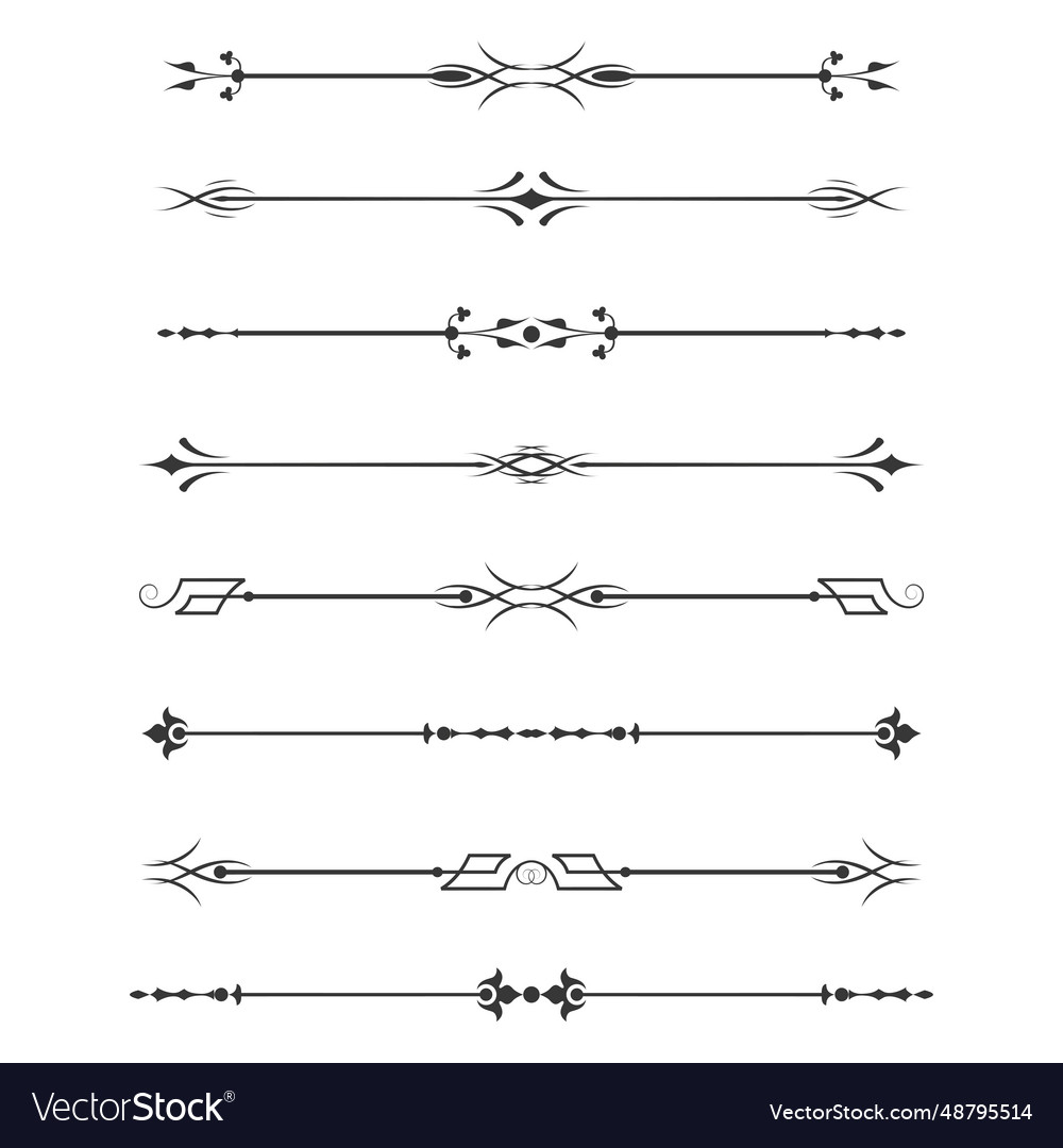 Set of calligraphic design elements- dividersthin