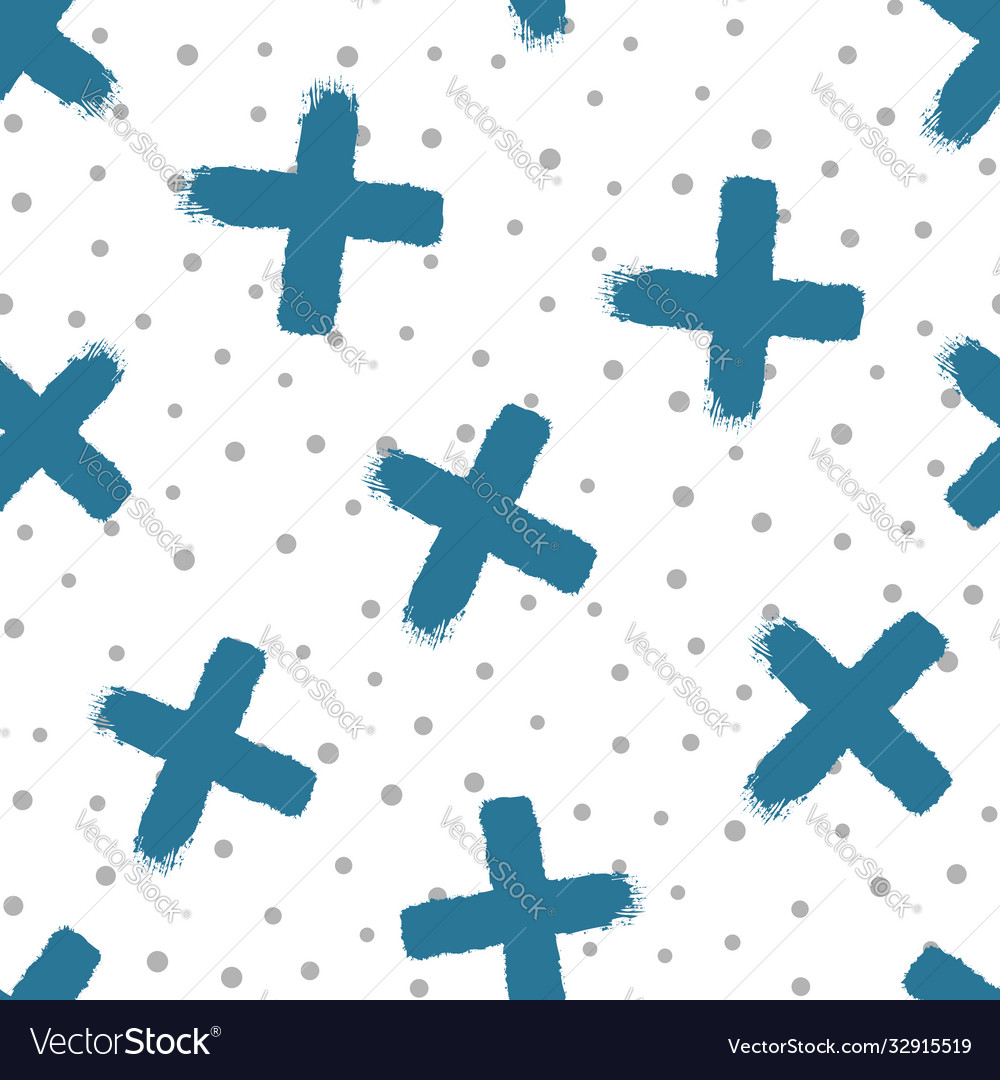 Abstract seamless pattern with crosses and round vector image Abstract seamless pattern with crosses and round
