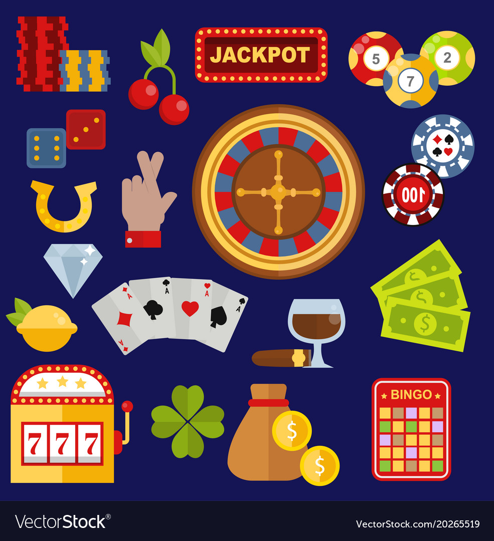 Casino gambler game icons poker symbols