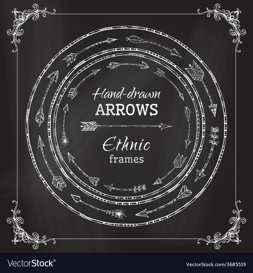 Chalk round frames of ethnic arrows