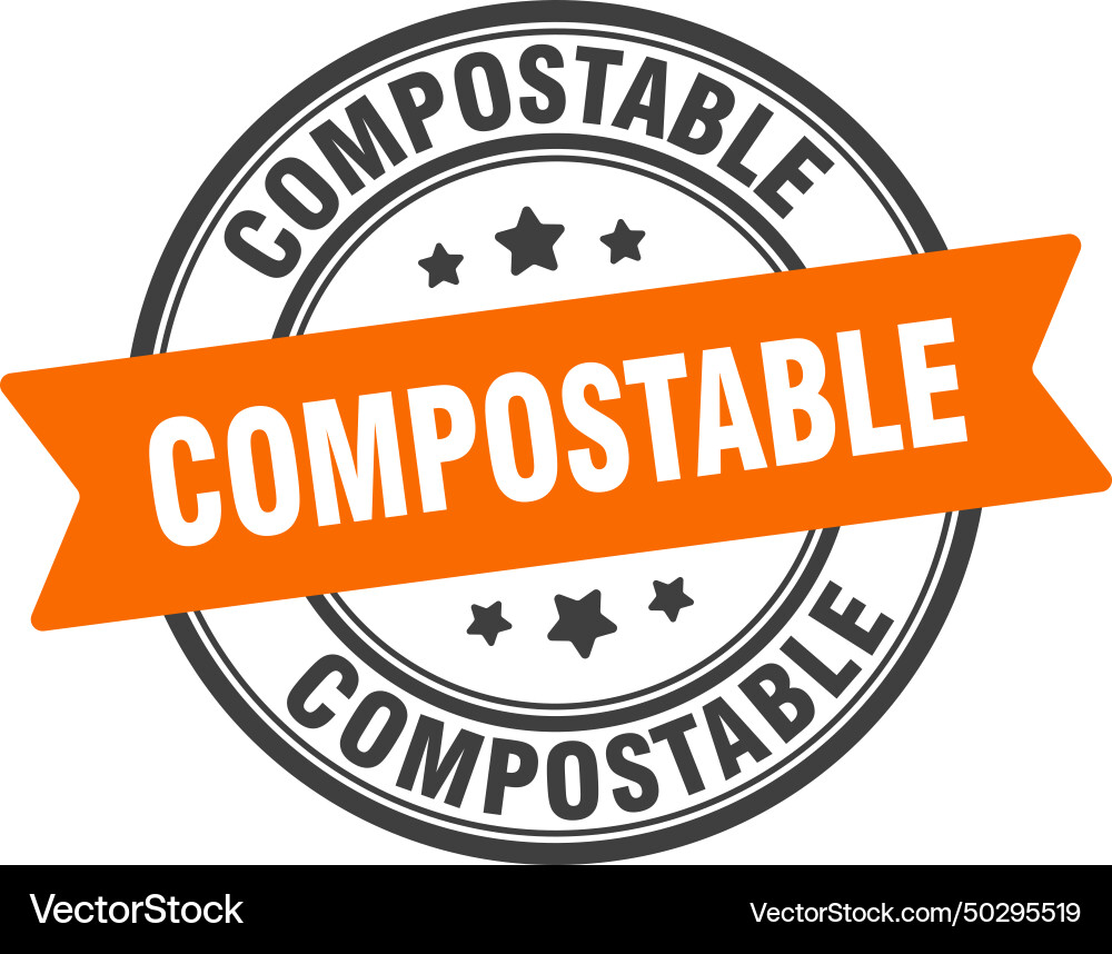 Compostable stamp label Royalty Free Vector Image