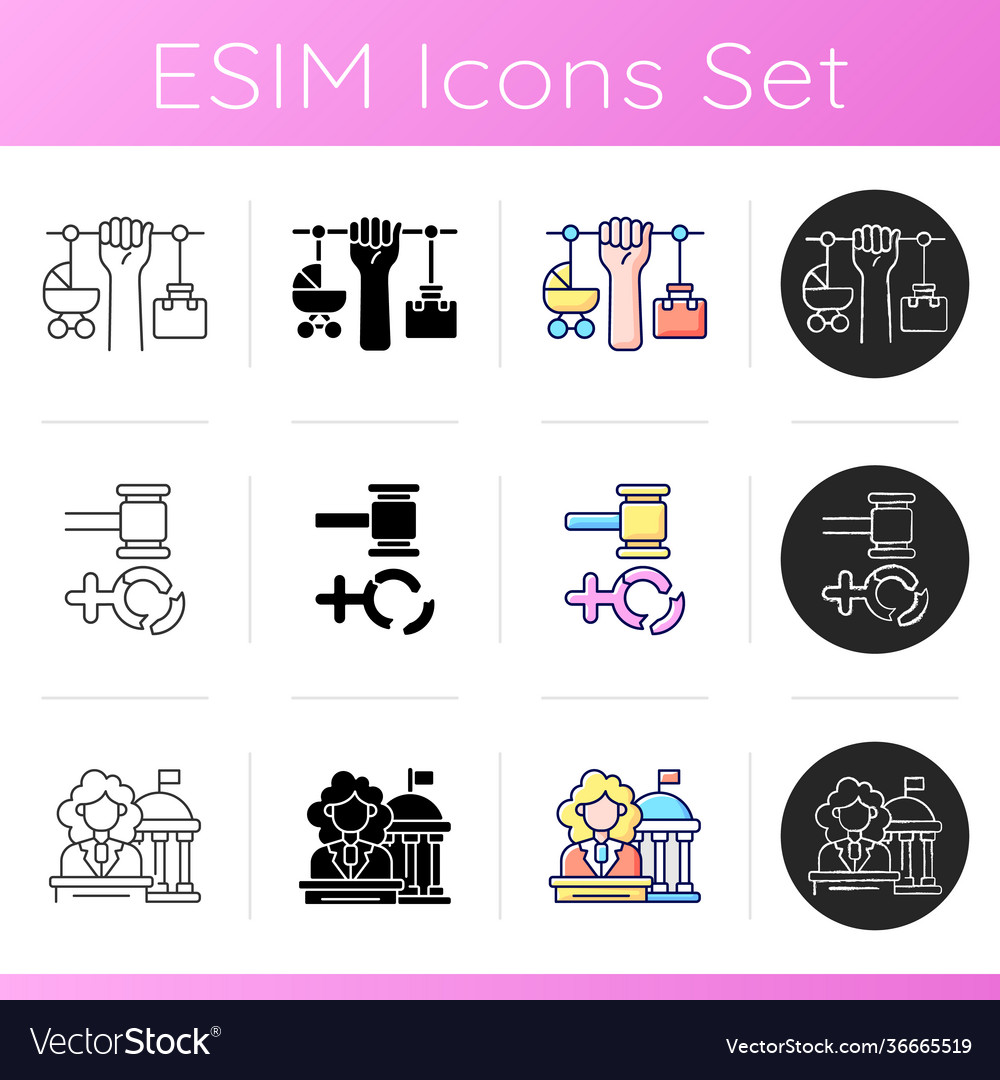 Feminism icons set