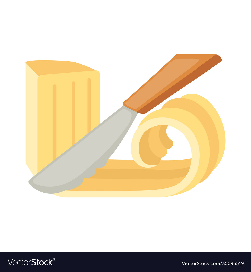 Knife in butter icon in flat style isolated Vector Image