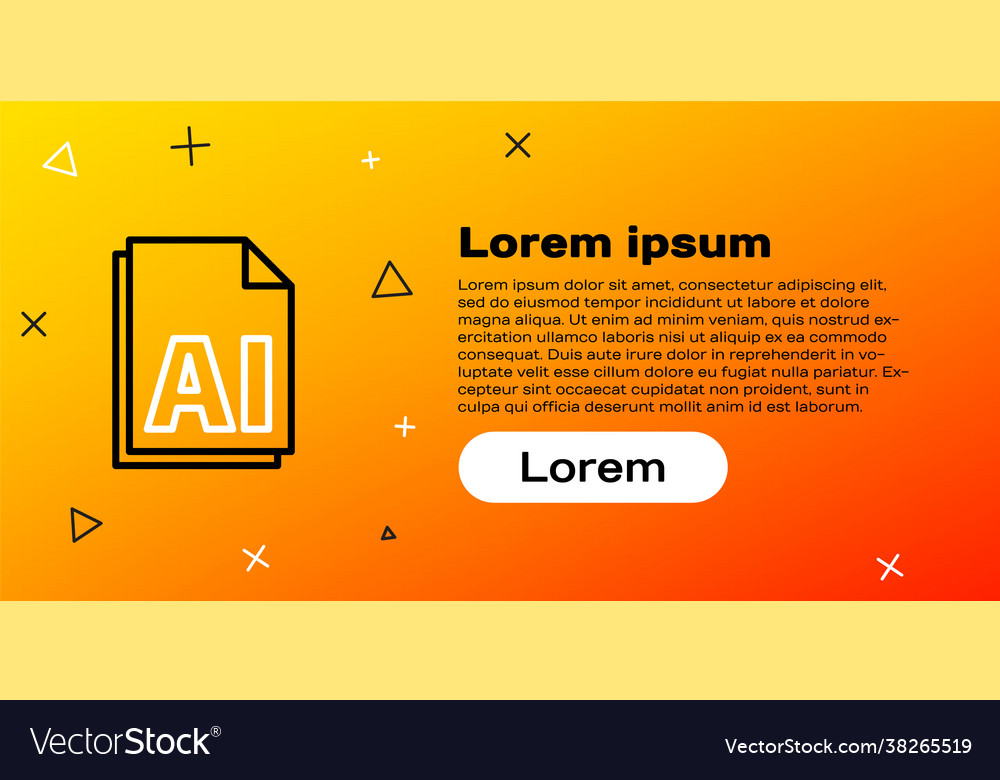 Line ai file document download button icon vector image Line ai file document download button icon
