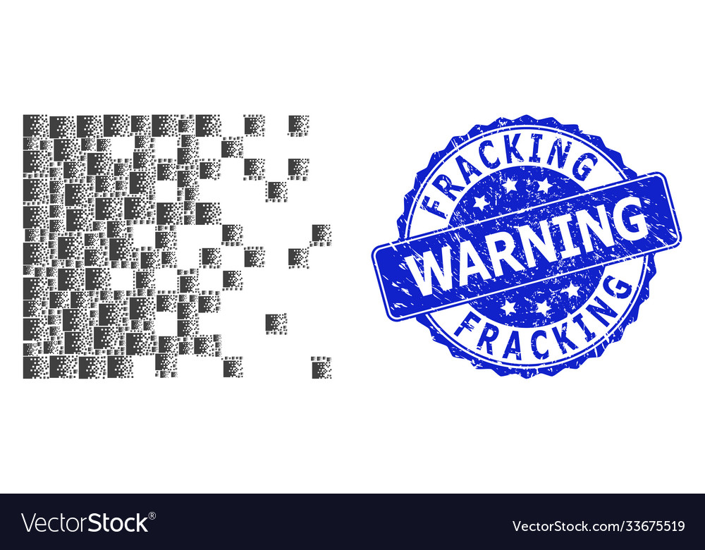 Rubber fracking warning round stamp and recursive vector image Rubber fracking warning round stamp and recursive