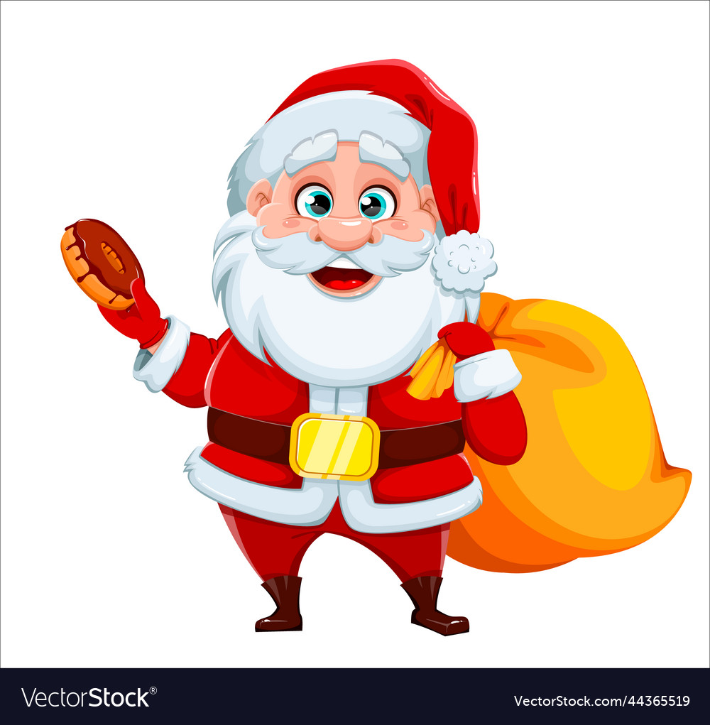 Santa claus Cartoon Charakter mit Donut