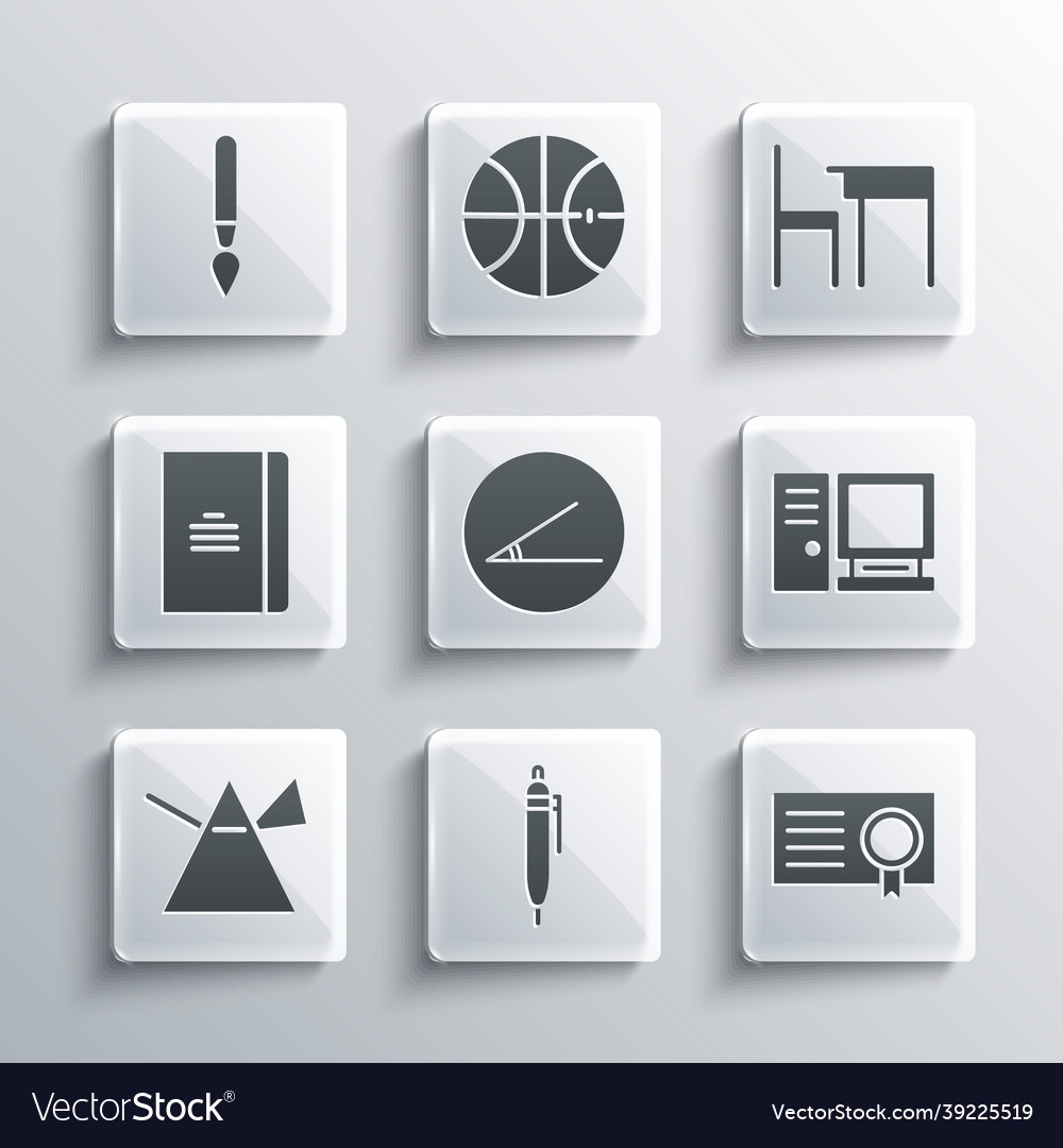 Set pen certificate template computer monitor vector image Set pen certificate template computer monitor