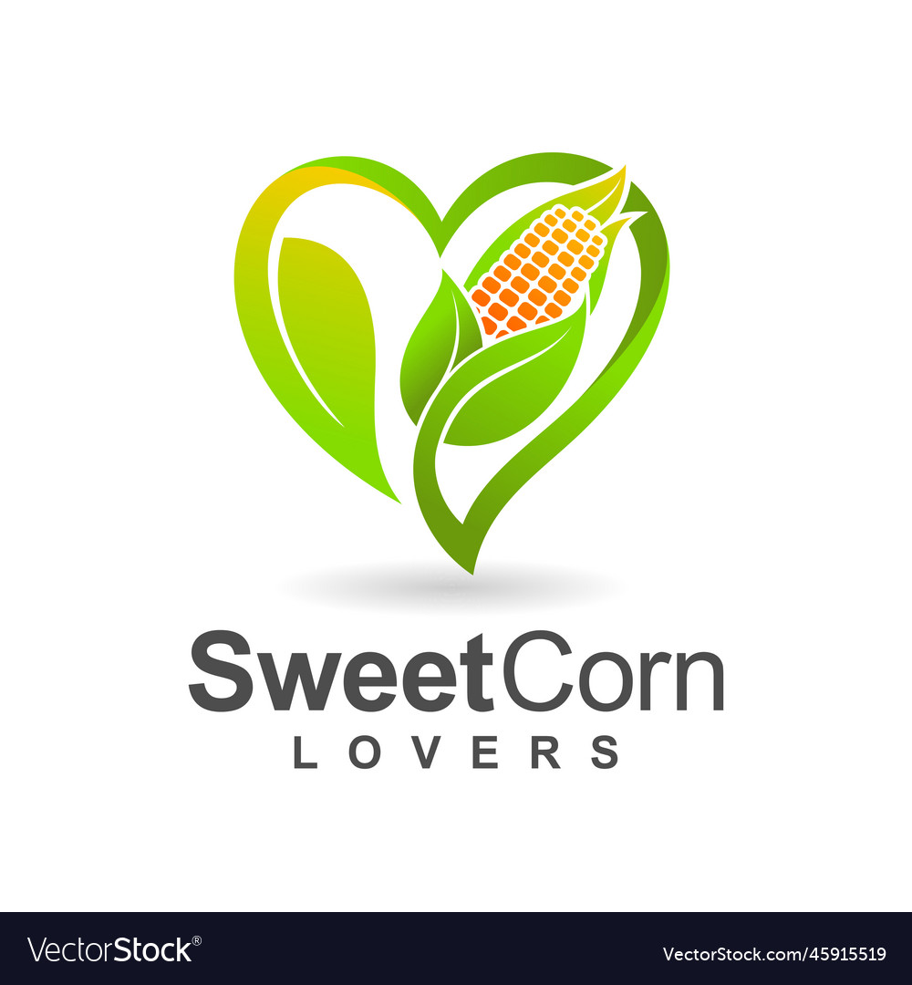 Sweet corn logo with love concept Royalty Free Vector Image