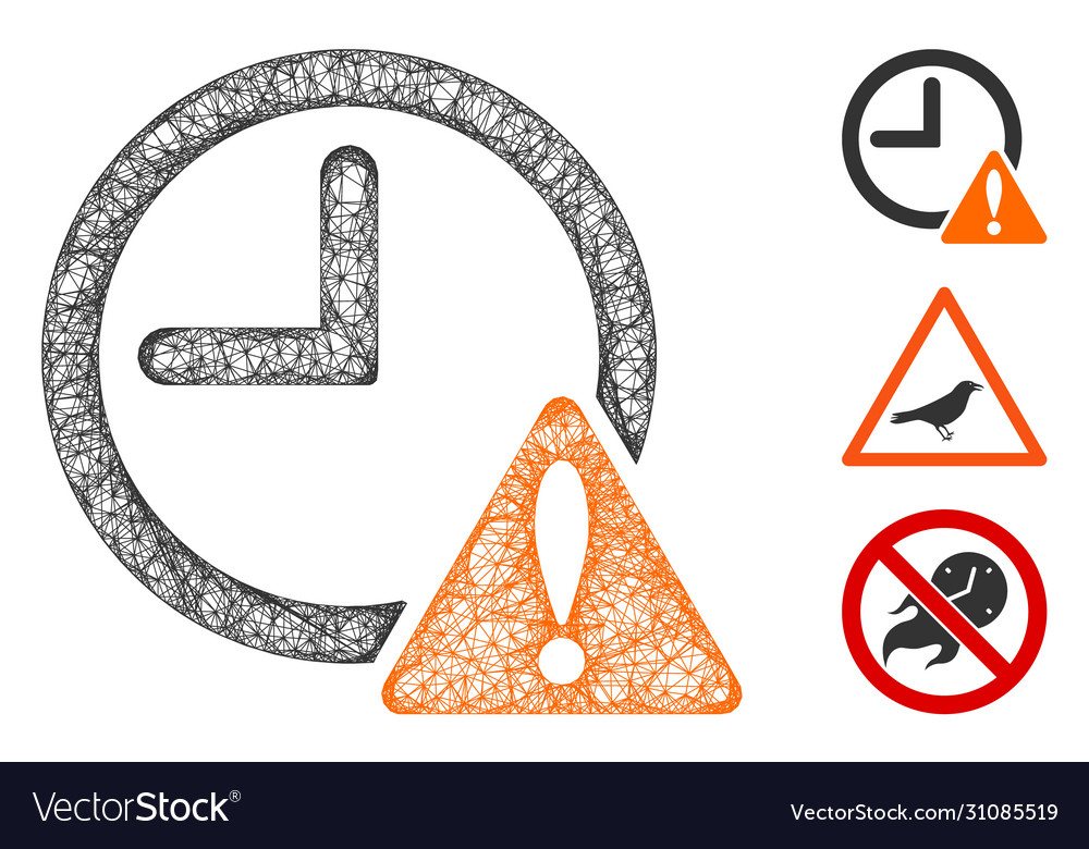 Time warning polygonal web mesh vector image Time warning polygonal web mesh