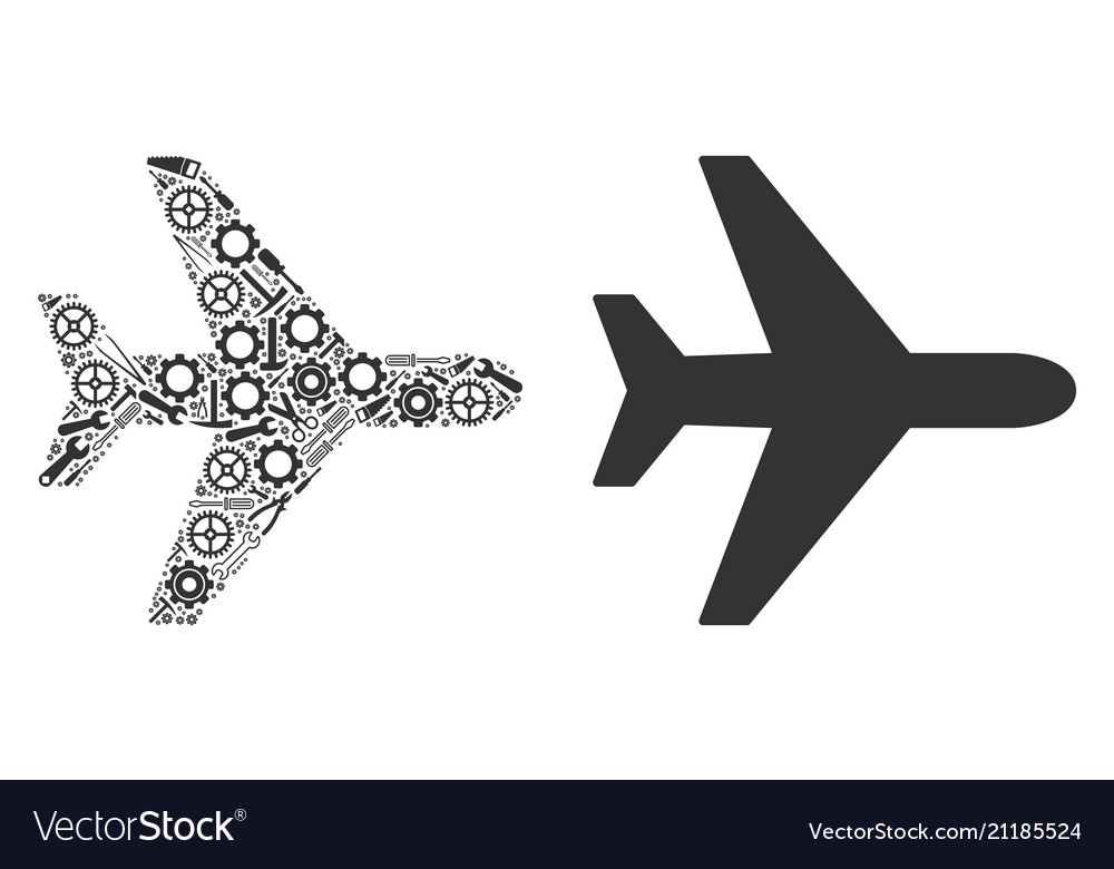 Air plane mosaic of service tools vector image Air plane mosaic of service tools