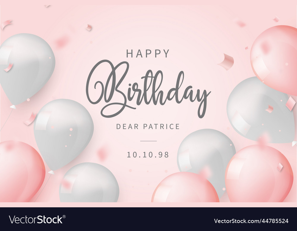 Beauty happy birthday invitation with balloons Vector Image