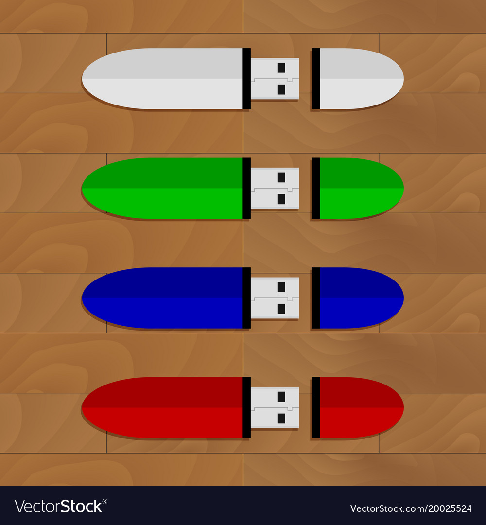 Flash drive set collection on table