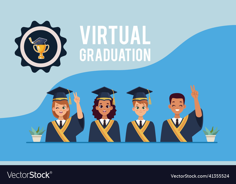 Four students graduates Royalty Free Vector Image