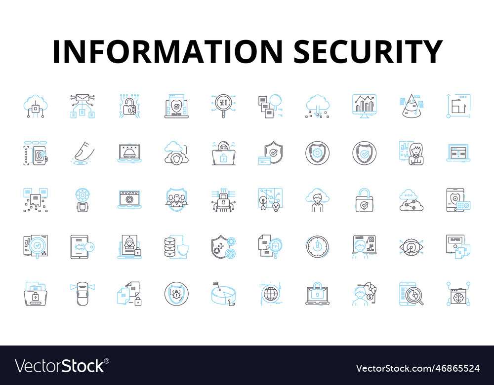 Information security linear icons set encryption vector image Information security linear icons set encryption