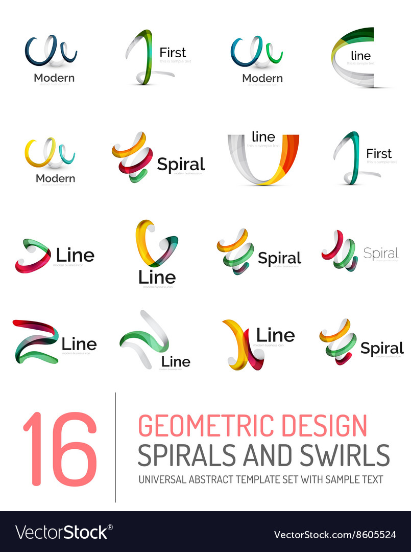 Logo collection ribbon waves swirls spirals
