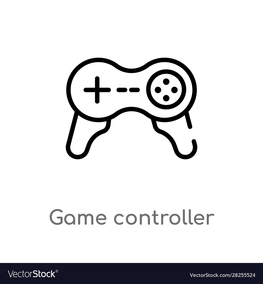 Outline game controller cross icon isolated black vector image Outline game controller cross icon isolated black