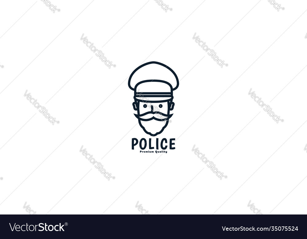 Police with beard line logo icon design Royalty Free Vector