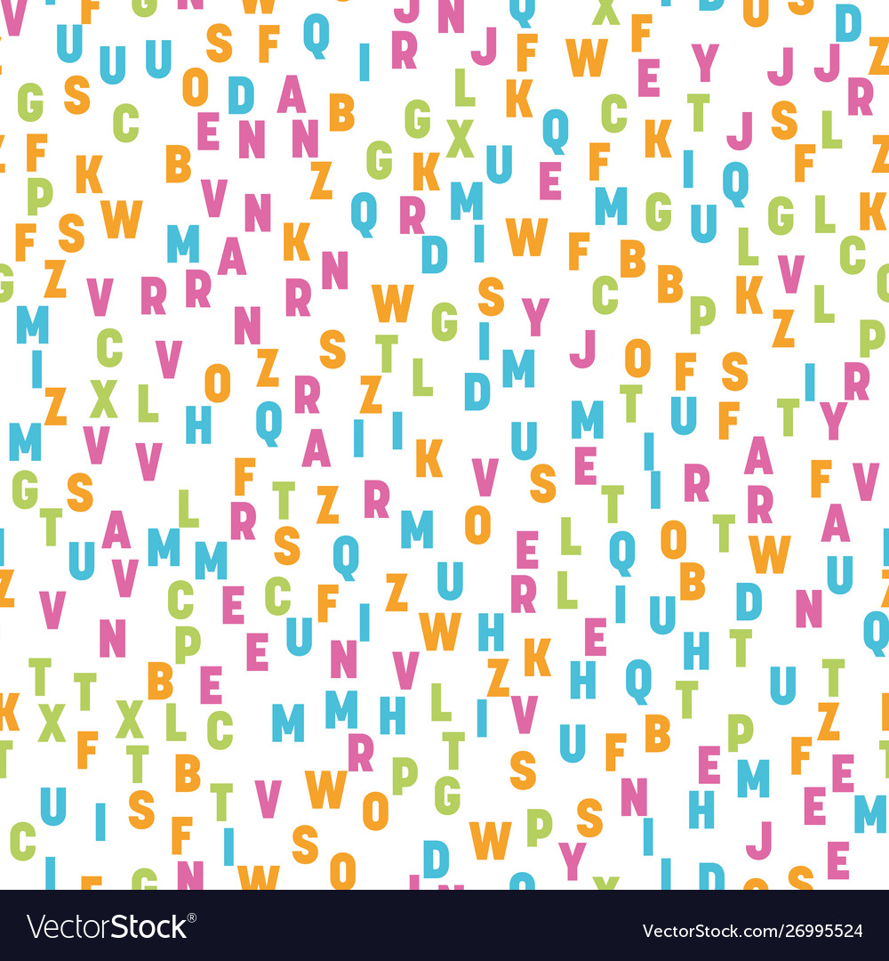 Seamless pattern colorful letters random order vector image Seamless pattern colorful letters random order