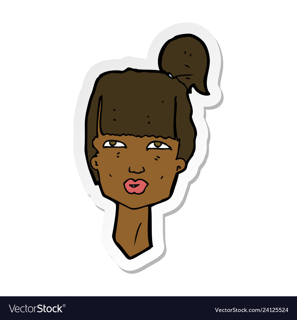 Sticker of a cartoon female head