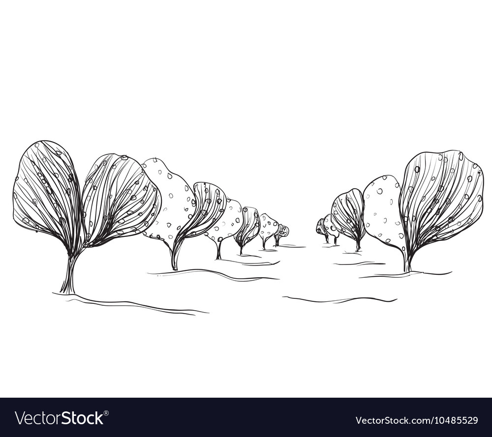 Abstract background with hand drawn cartoon tree