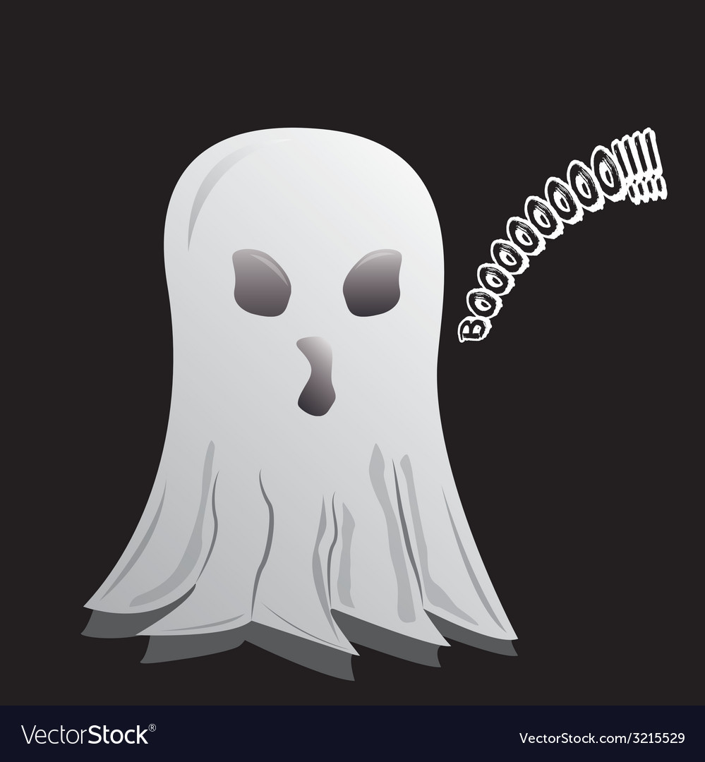 An isolated ghost with text on a black background