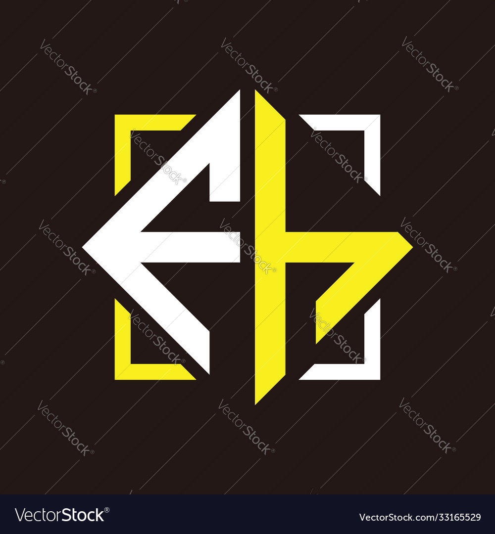 F h initials quadrangle monogram with square