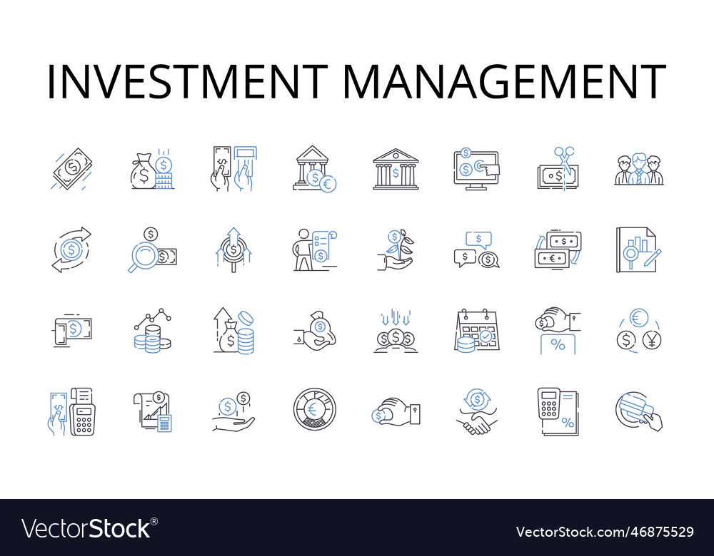 Investment management line icons collection